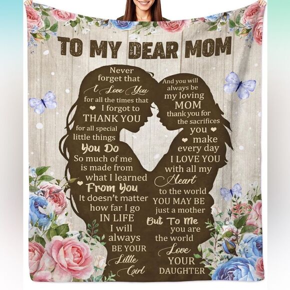 Gift Ideas | NEW “To My Dear Mom” Throw Blanket from Daughter – 50”x60” - Picture 1 of 7
